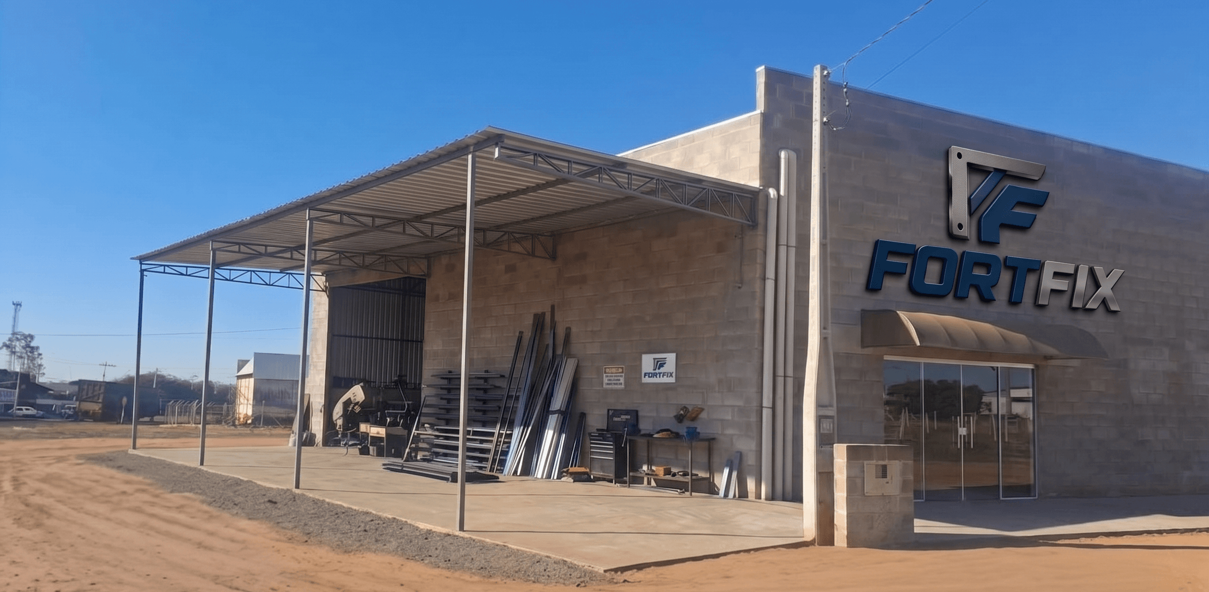 Vista ampla da fábrica e da área de produção Fortfix